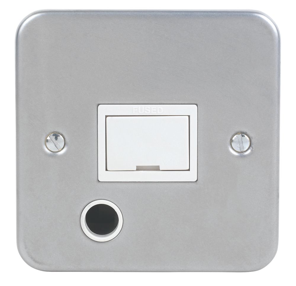 13A Unswitched Metal Clad Fused Spur & Flex Outlet with White Inserts