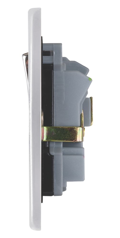 Schneider Electric Ultimate Low Profile 13A 2-Gang SP Switched Plug Socket Polished Chrome with Black Inserts