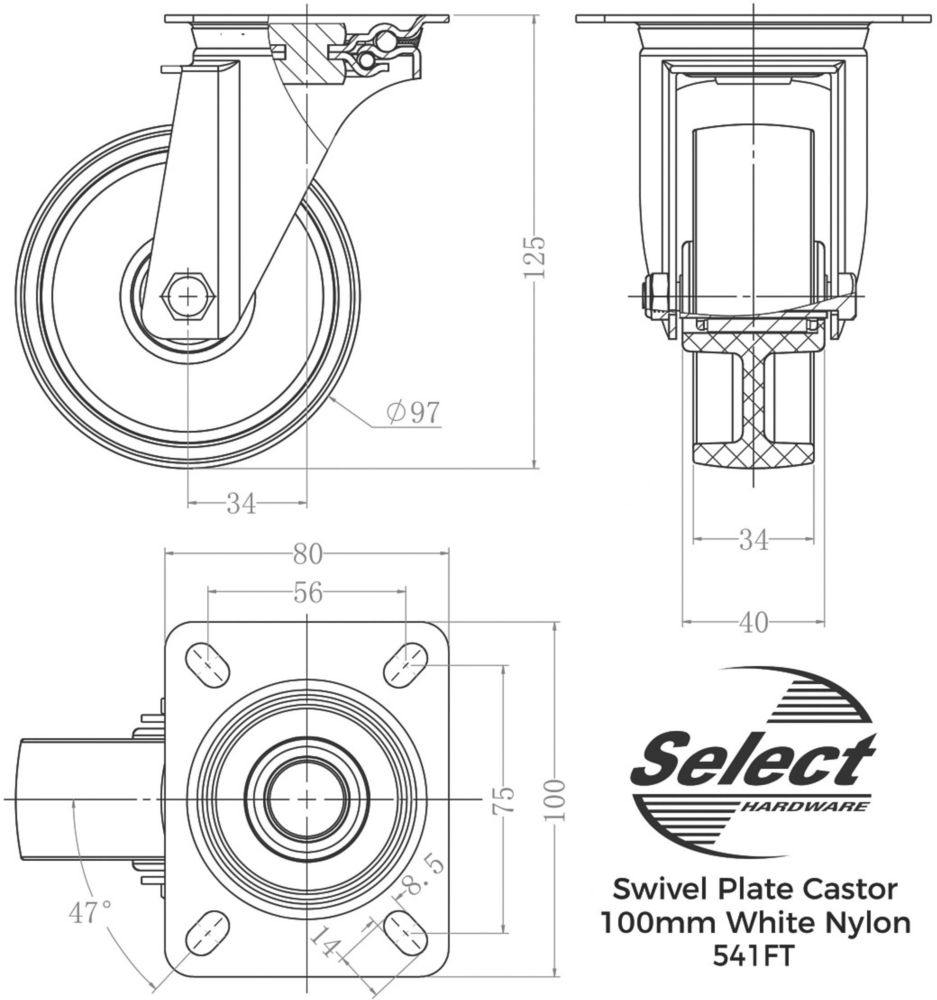 Select Nylon Castor 100mm