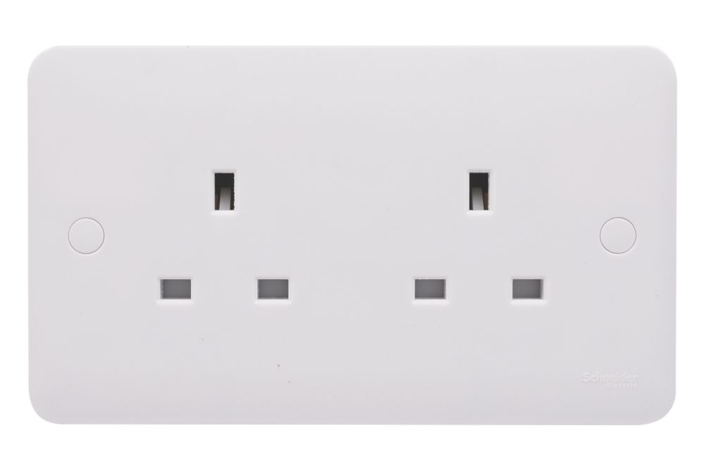 Schneider Electric Lisse 13A 2-Gang Unswitched Plug Socket White