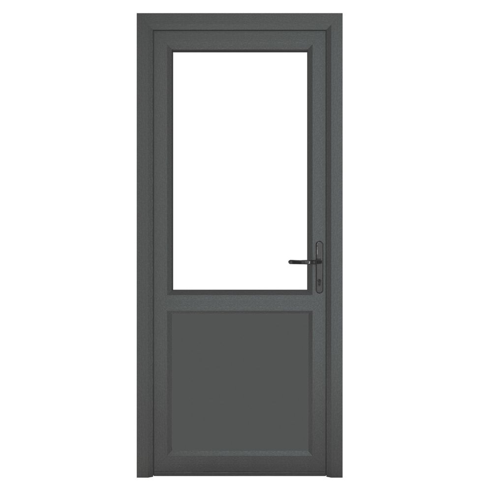Crystal 2 Panel 1 Clear Light Lh Anthracite Grey Upvc Back Door 2090 X 890mm Doors Screwfix Com