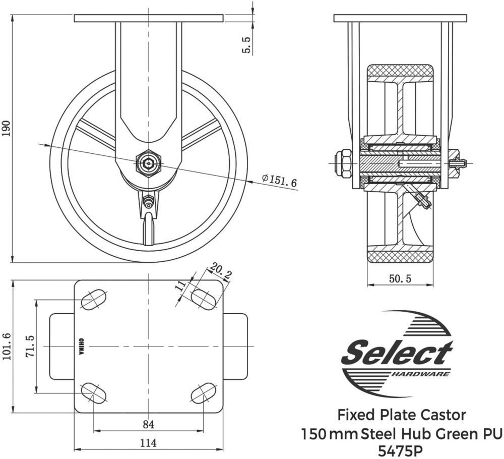 Select Fixed Castor 150mm