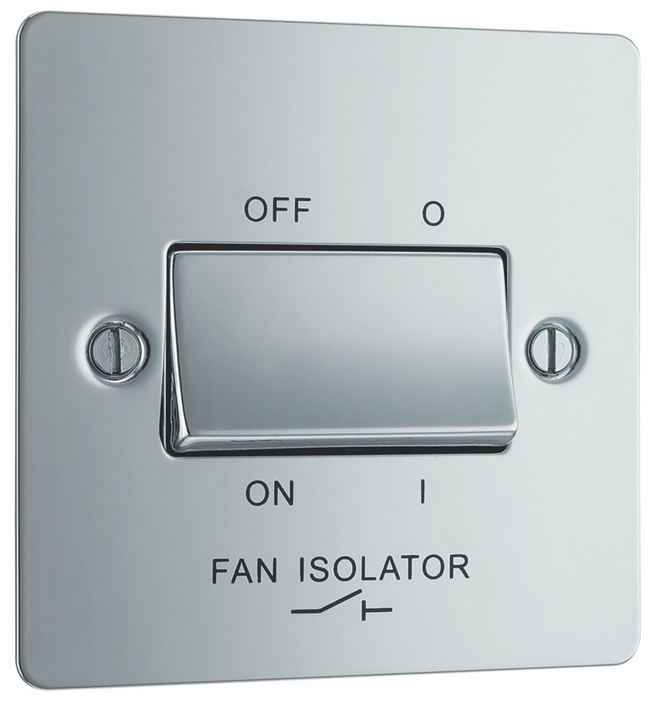 LAP 10AX 1-Gang 3-Pole Fan Isolator Switch Polished Chrome with Colour-Matched Inserts