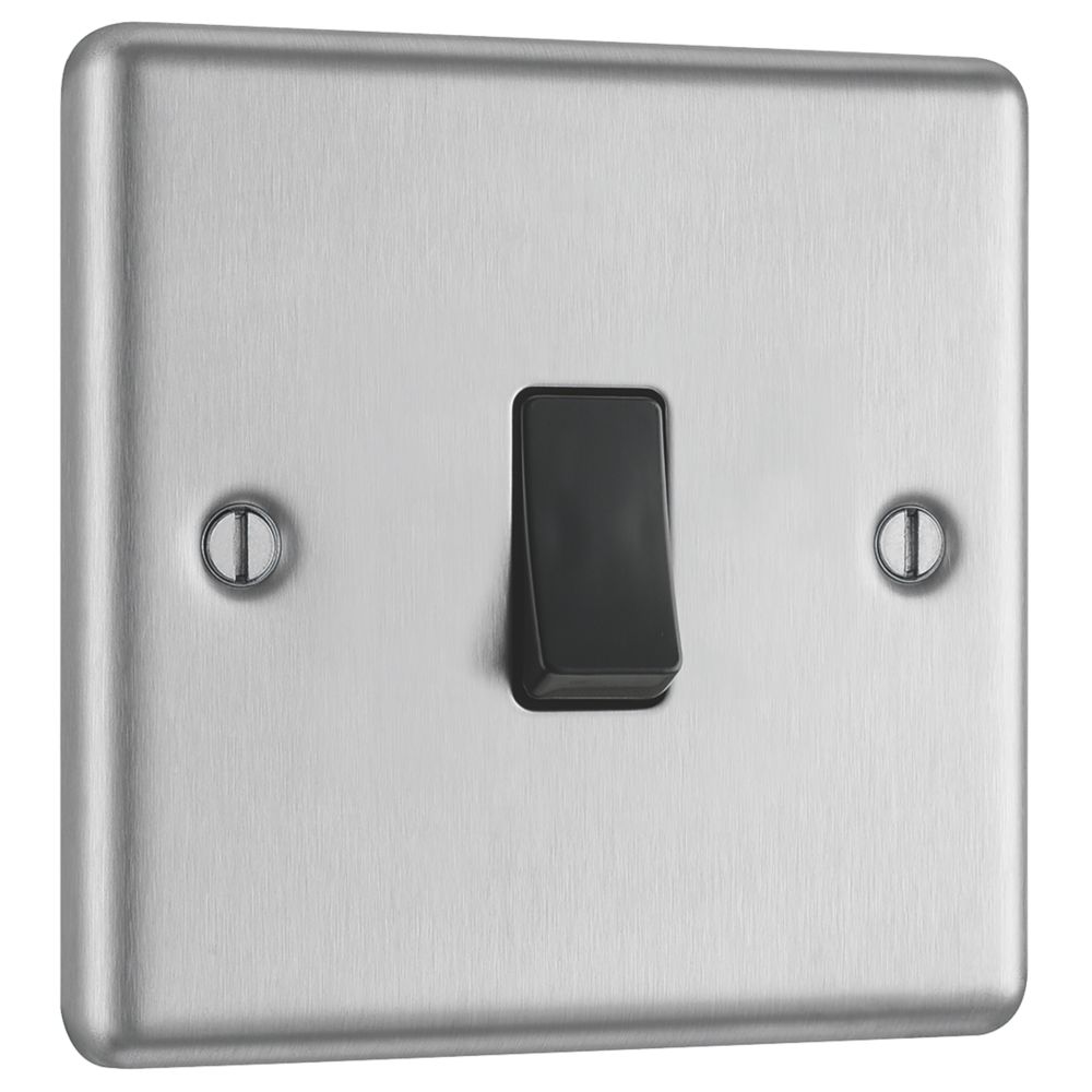 LAP 10AX 1-Gang Intermediate Switch Brushed Stainless Steel with Black Inserts