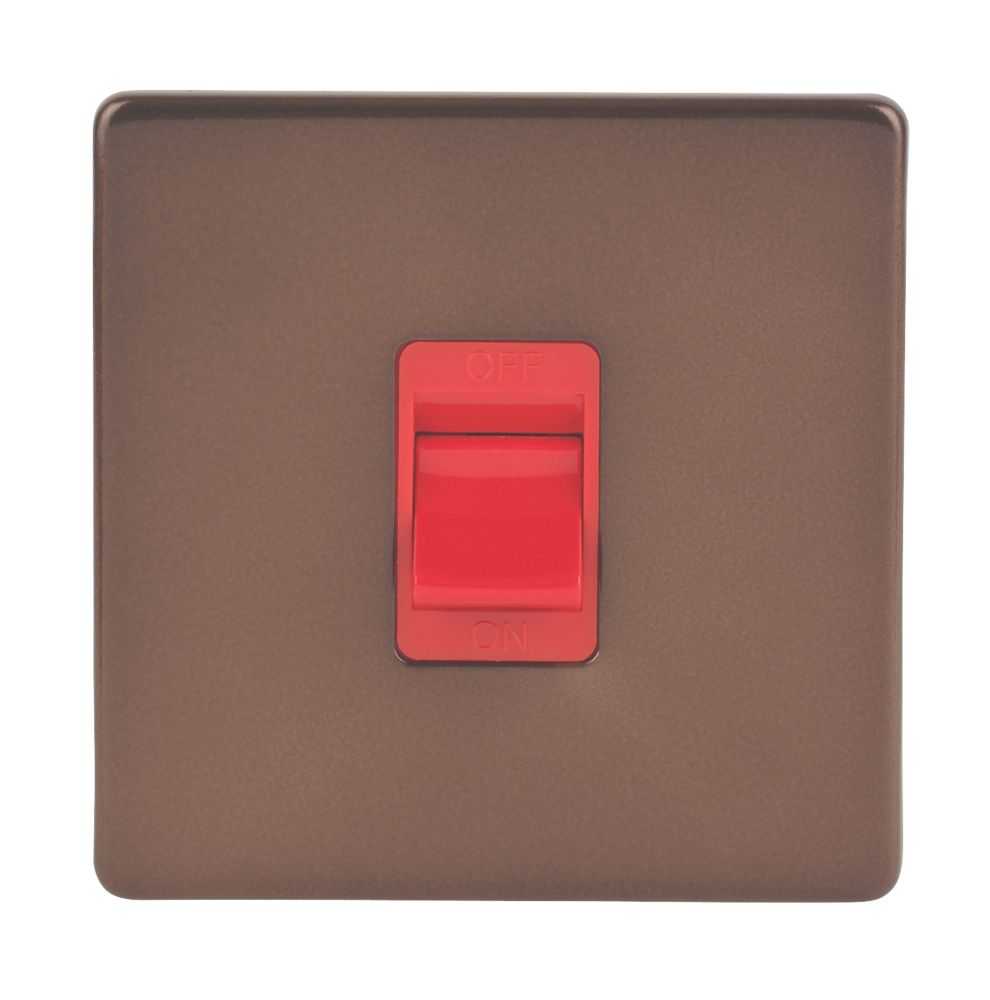 Varilight 45AX 1-Gang DP Cooker Switch Mocha Red