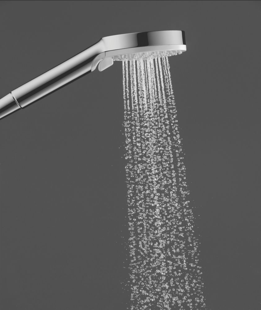 Hansgrohe Ecostat HP Rear-Fed Exposed Silver / White Thermostatic Mixer Shower