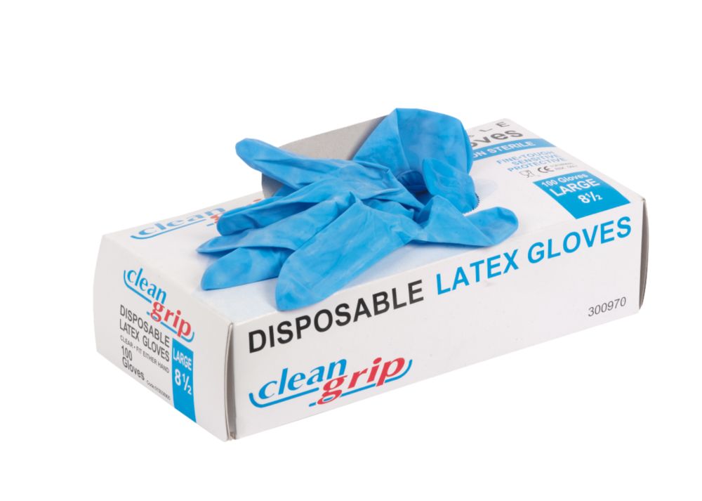 Cleangrip Latex Powdered Disposable Gloves Blue Large 100 Pack