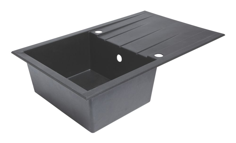 Plastic & Resin Kitchen Sink & Drainer Black 1 Bowl Reversible 800 x 500mm Reviews