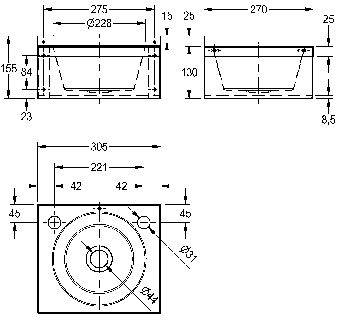 Franke Model A Wall-Hung Wash Basin Stainless Steel 1 Bowl 290 x 290mm