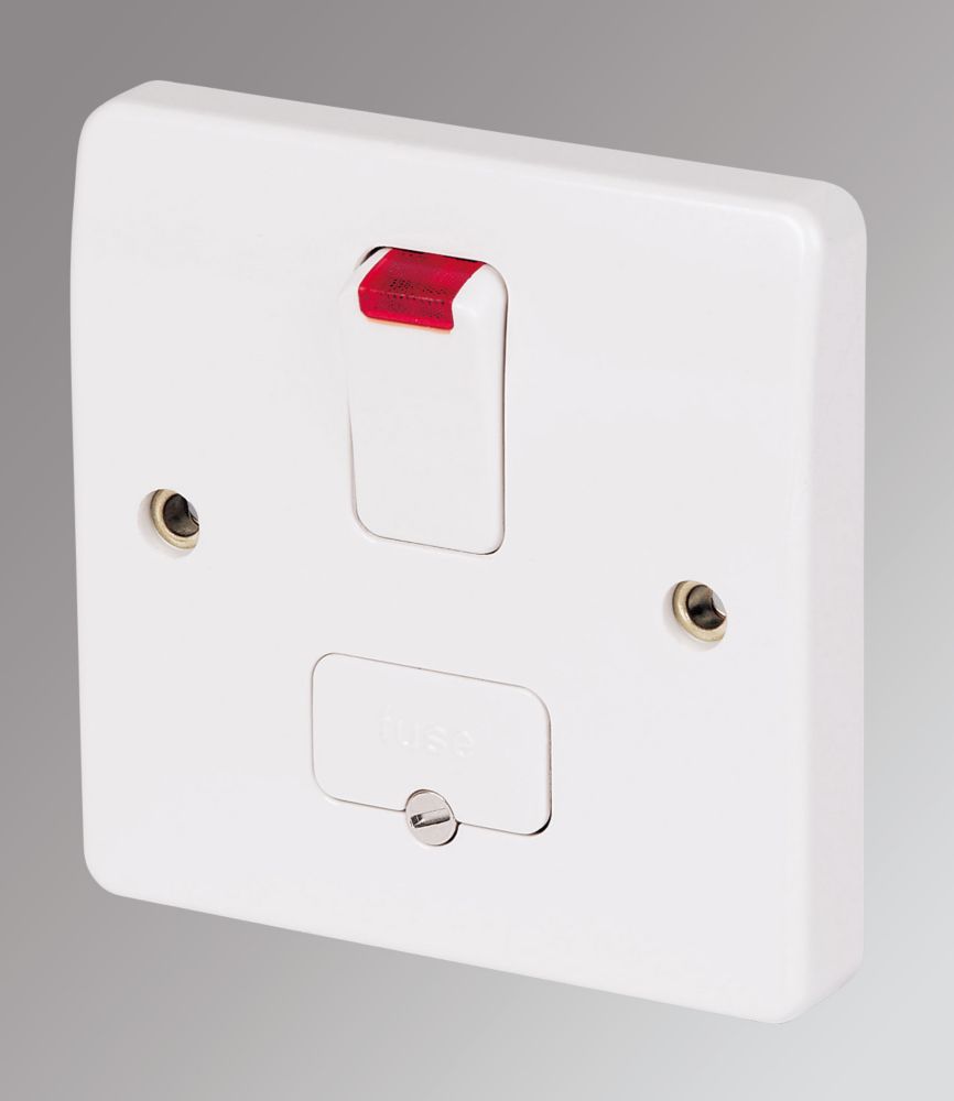 MK Logic Plus 13A Switched Fused Spur & Flex Outlet with Neon White with Colour-Matched Inserts Reviews