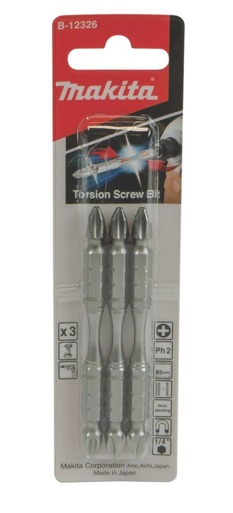 Makita Double-Ended Impact Screwdriver Bits PH2 x 85mm 3 Pack