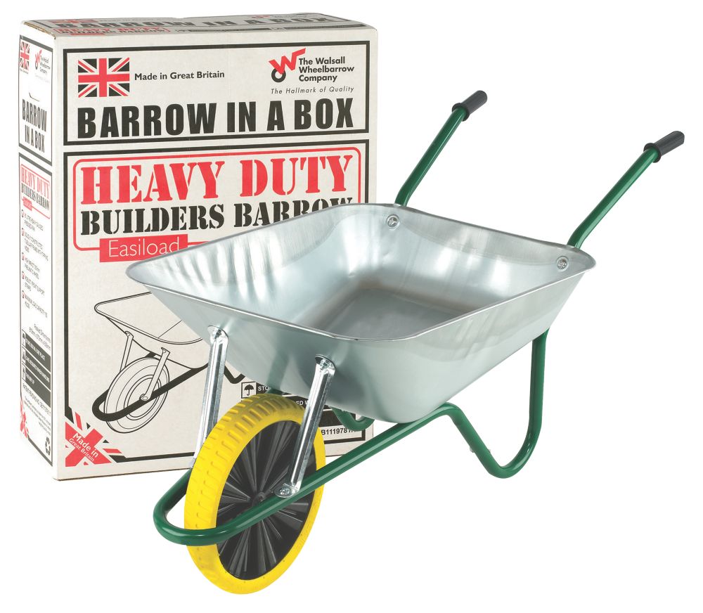 Walsall Easiload Puncture-Proof Wheel Wheelbarrow Galvanised 85Ltr