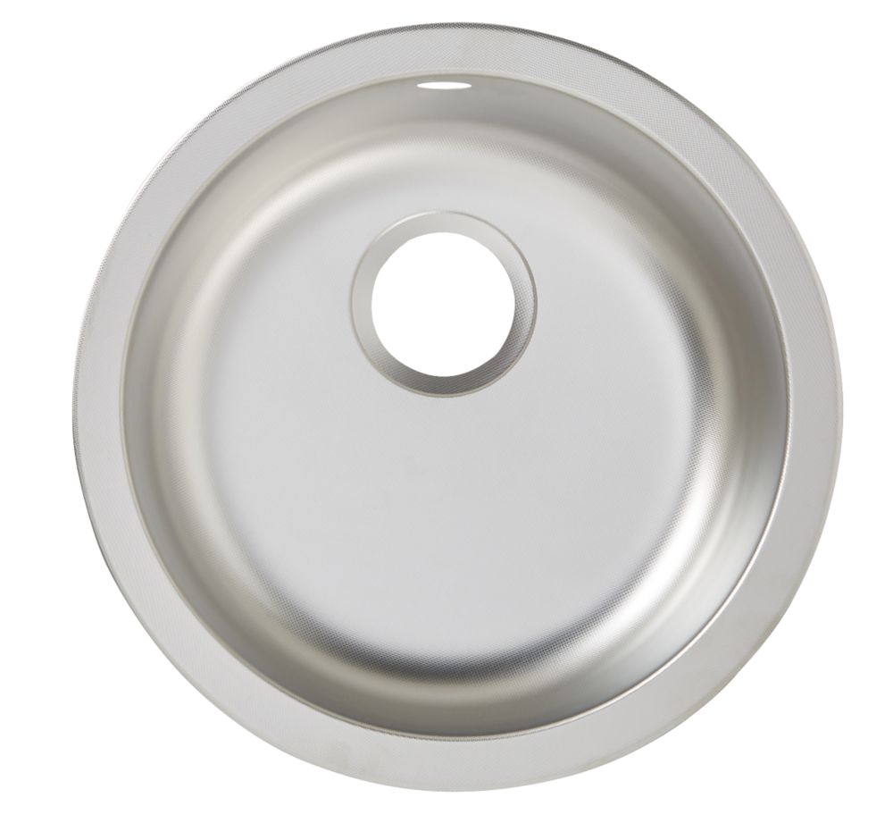 Round Kitchen Sink Textured Linen Stainless Steel 1 Bowl 450 x 450mm