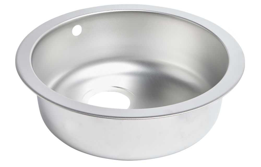 Round Kitchen Sink Textured Linen Stainless Steel 1 Bowl 450 x 450mm Reviews