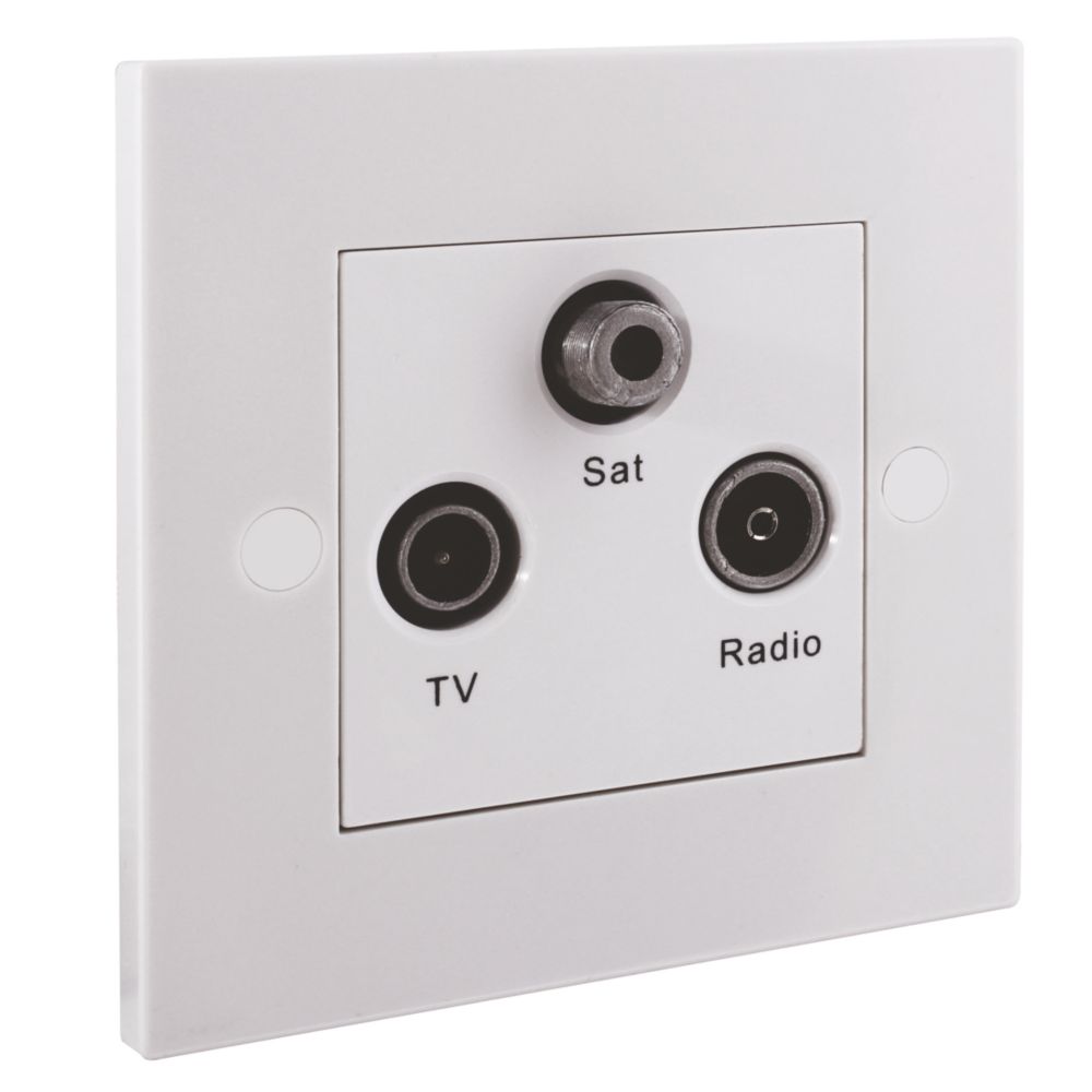 British General 900 Series 1-Gang Triplex Multimedia Socket White with White Inserts