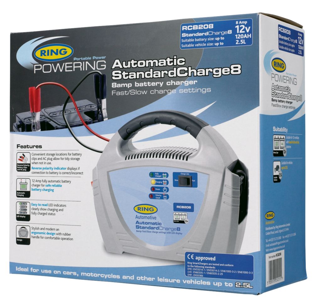 Ring Rcb208 8a Car Battery Charger 12v Car Battery Chargers Screwfix Com