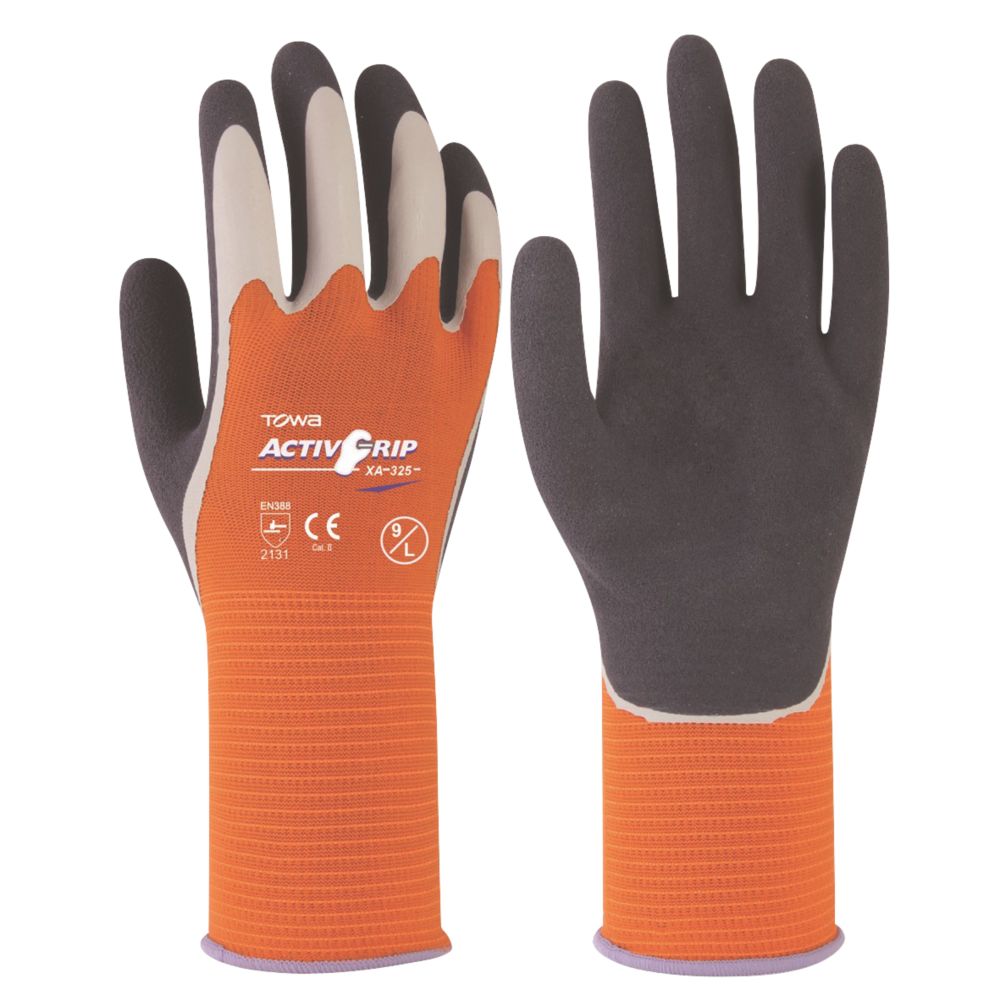 Towa ActivGrip XA-325 Latex-Coated Finger Gloves Grey / Orange Medium Reviews