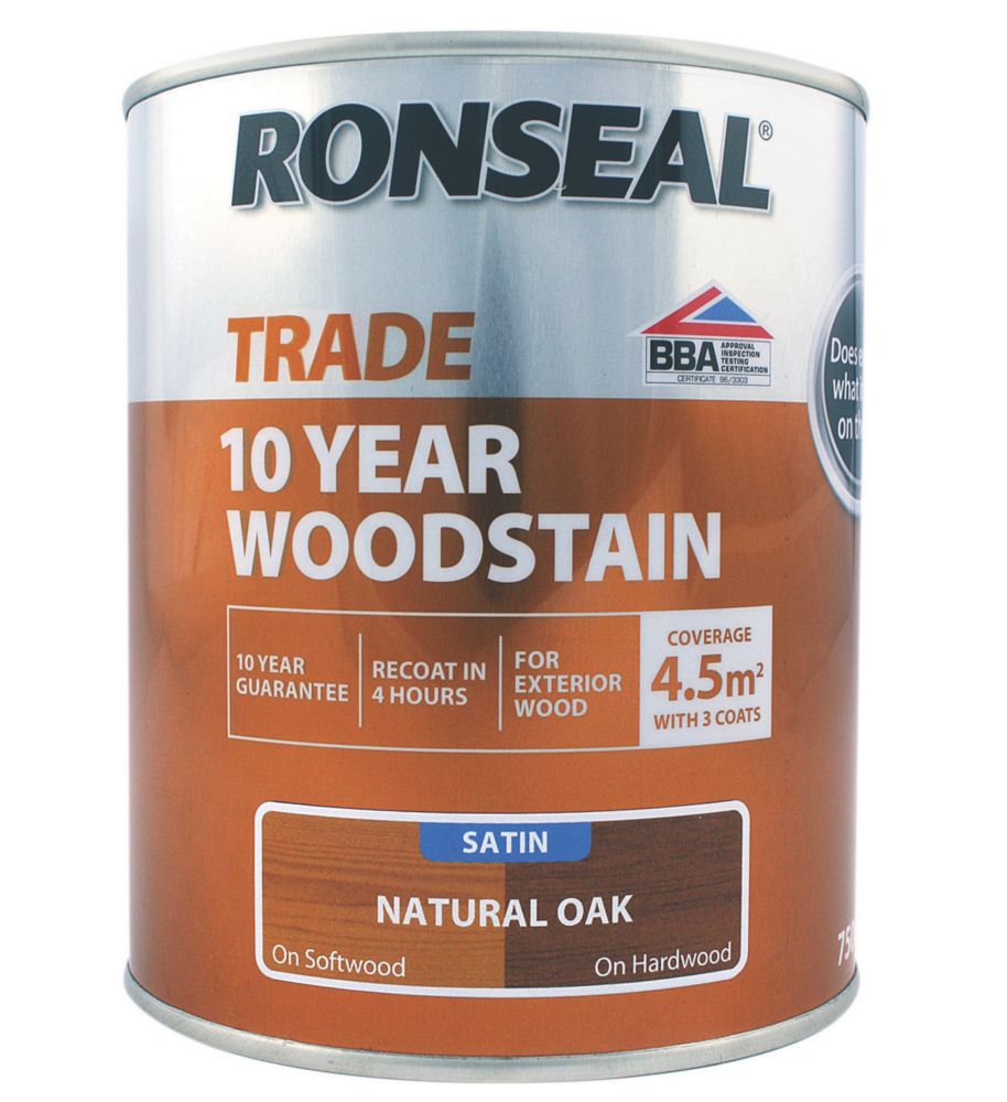 Ronseal Trade 10 Year Woodstain Satin Natural Oak 750ml Wood Stain Screwfix Com