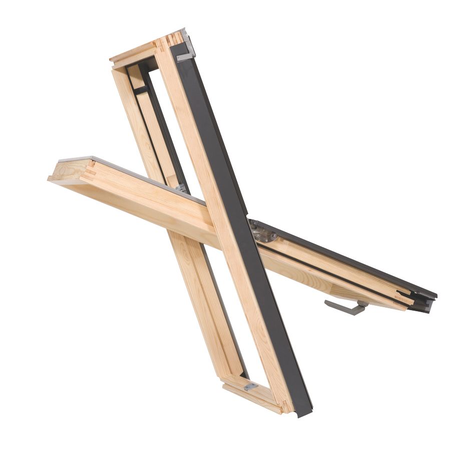 Tyrem C4A Manual Centre-Pivot Lacquered Natural Pine Roof Window Clear 550 x 980mm