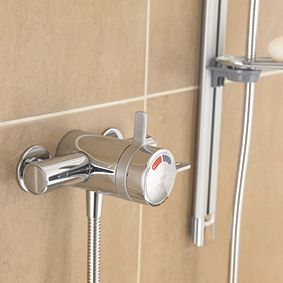 Mira Select Flex Rear-Fed Exposed Chrome/Brushed Chrome Thermostatic Mixer Shower