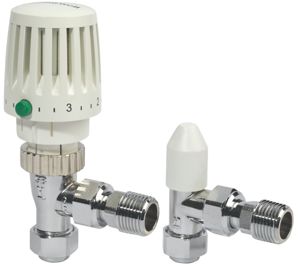 Honeywell VTL120-10A White Angled TRV & Lockshield 10mm x G½