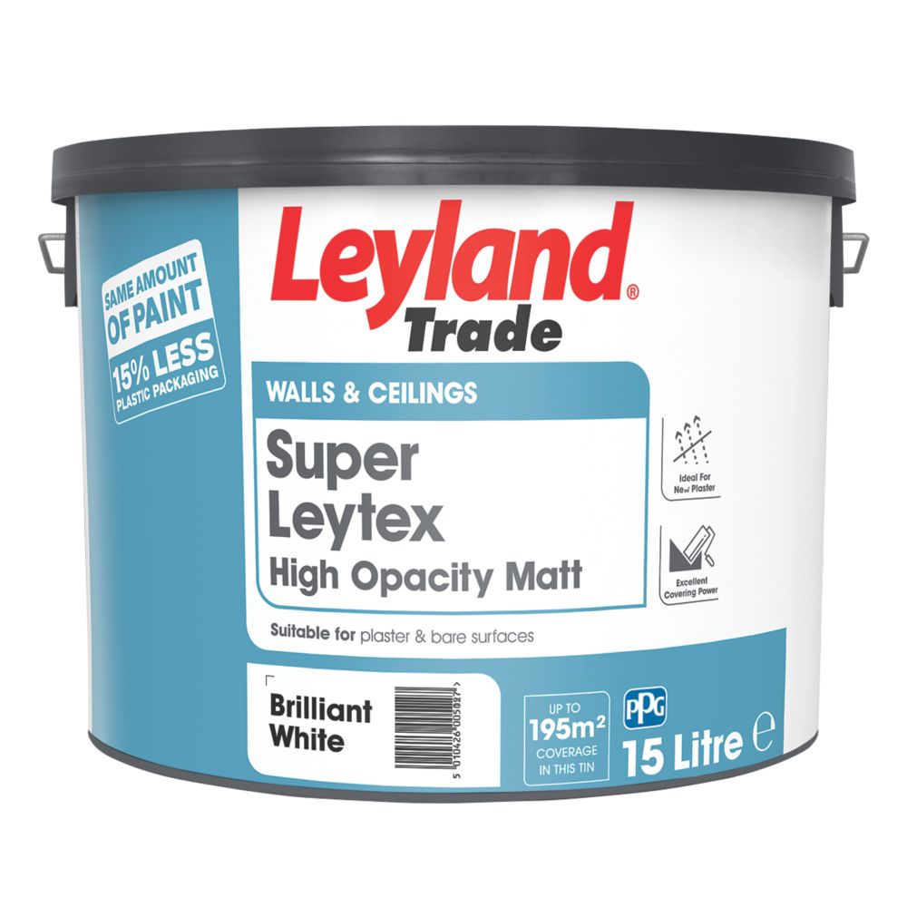 Leyland Trade Super Leytex Matt Paint Brilliant White 15Ltr Reviews