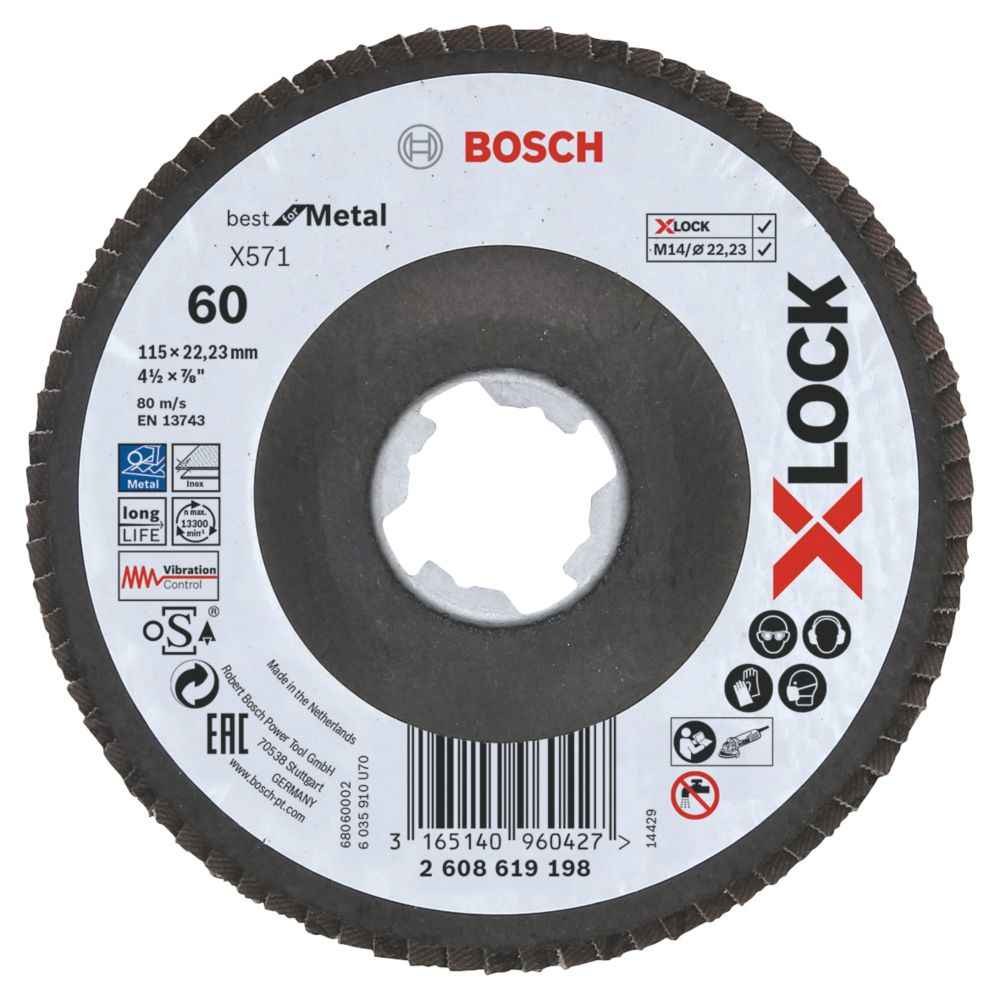 Bosch X Lock Flap Disc 115mm 60 Grit Flap Discs Screwfix Com