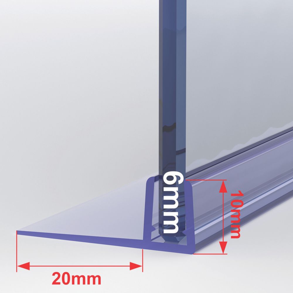 Aqualux Replacement Shower Enclosure F-Shaped Seal Clear 6mm x 1830mm