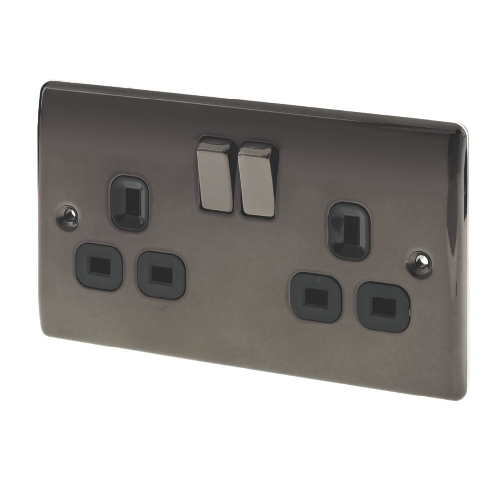 British General Nexus Metal 13A 2-Gang DP Switched Plug Socket Black Nickel with Black Inserts Reviews