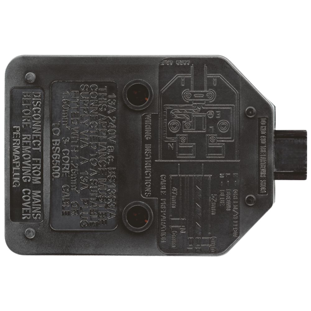 Masterplug 13A 1-Gang Rewireable Socket Black