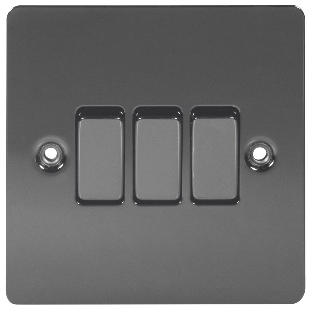 LAP 10AX 3-Gang 2-Way Light Switch Black Nickel