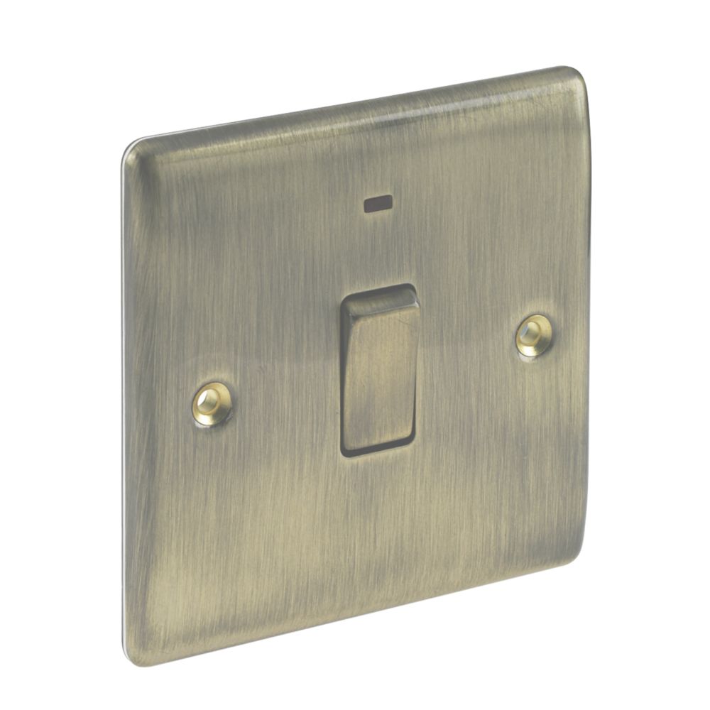 British General Nexus Metal 20A 1-Gang DP Control Switch Antique Brass with LED with Colour-Matched Inserts