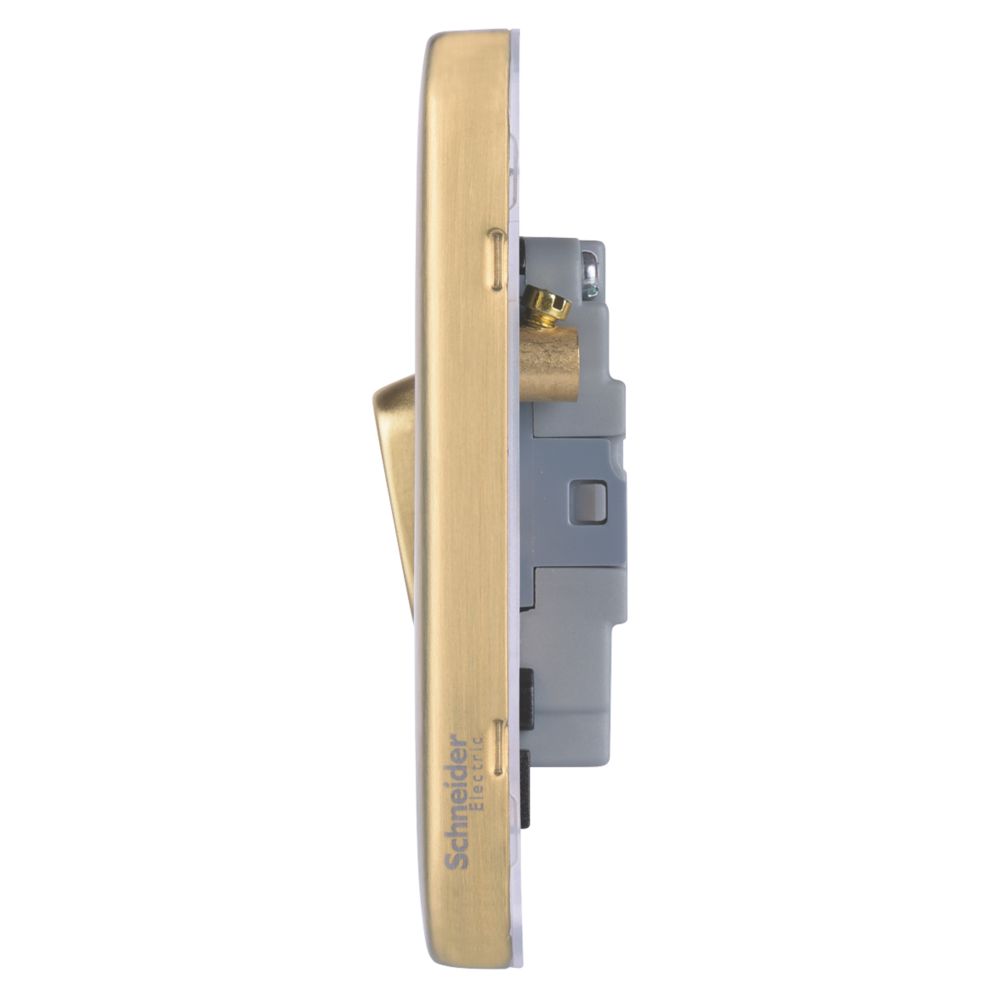 Schneider Electric Lisse Deco 10AX 3-Gang 2-Way Light Switch Satin Brass with Black Inserts