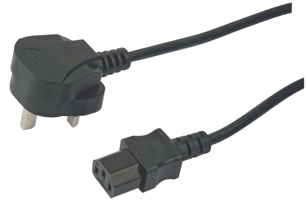 C14 To C15 Power Cable 2ft Black 15amp Power Cord