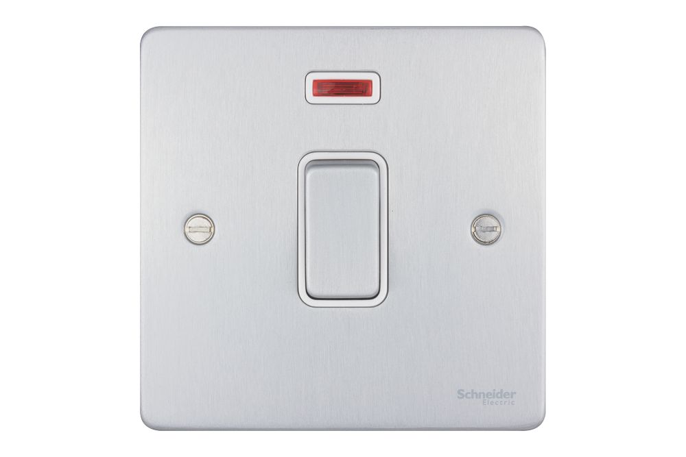 Schneider Electric Ultimate Low Profile 20AX 1-Gang DP Control Switch Brushed Chrome with Neon with White Inserts