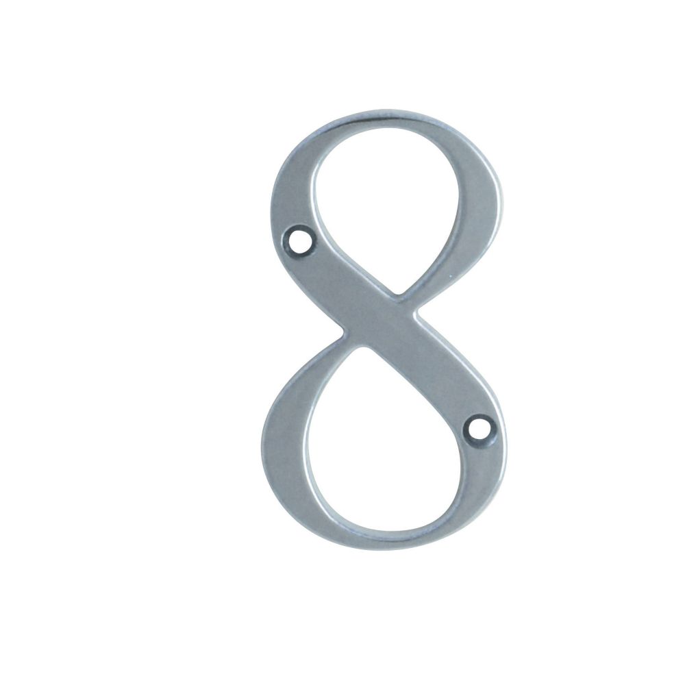 Fab Fix Door Numeral 8 Polished Chrome 80mm House Numbers