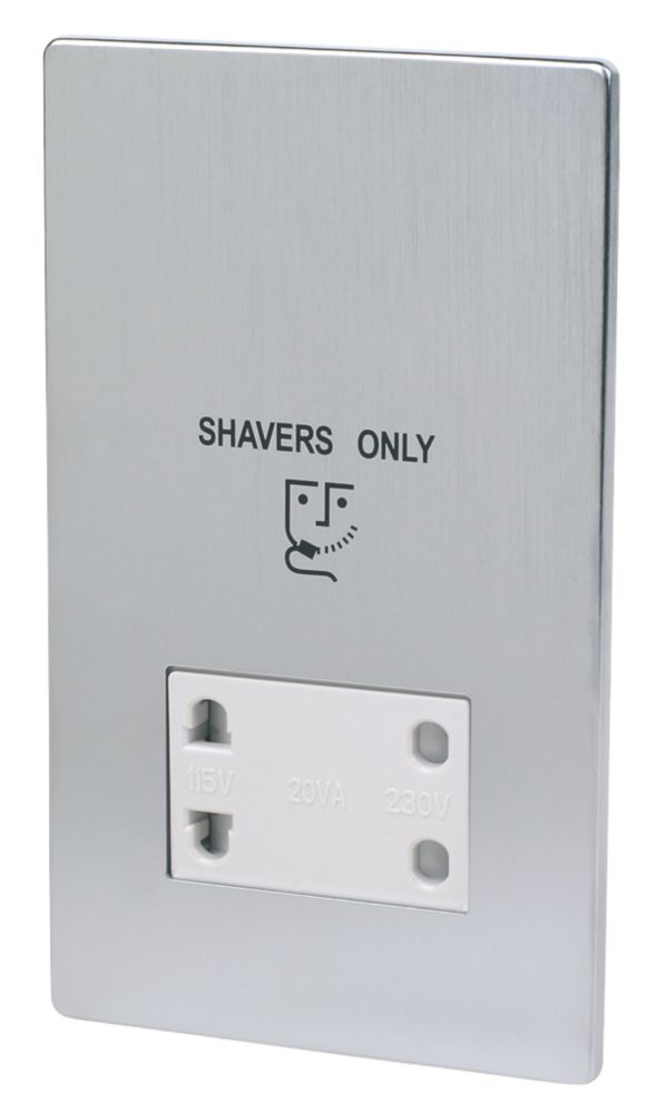 Brushed chrome shaver socket