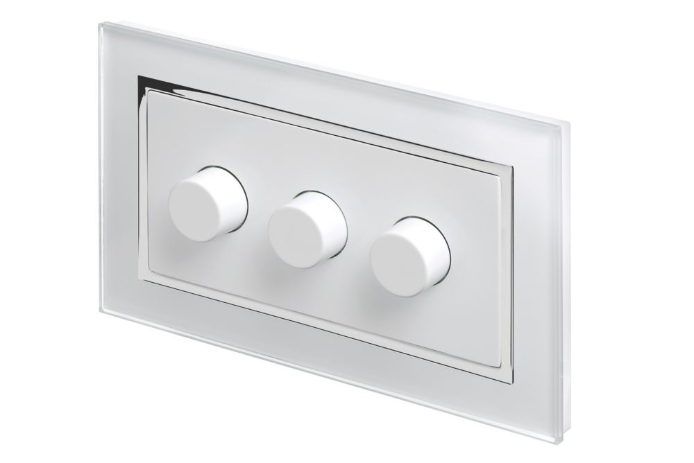 Retrotouch 3-Gang 2-Way LED Rotary LED Dimmer Switch White Glass with White Inserts Reviews