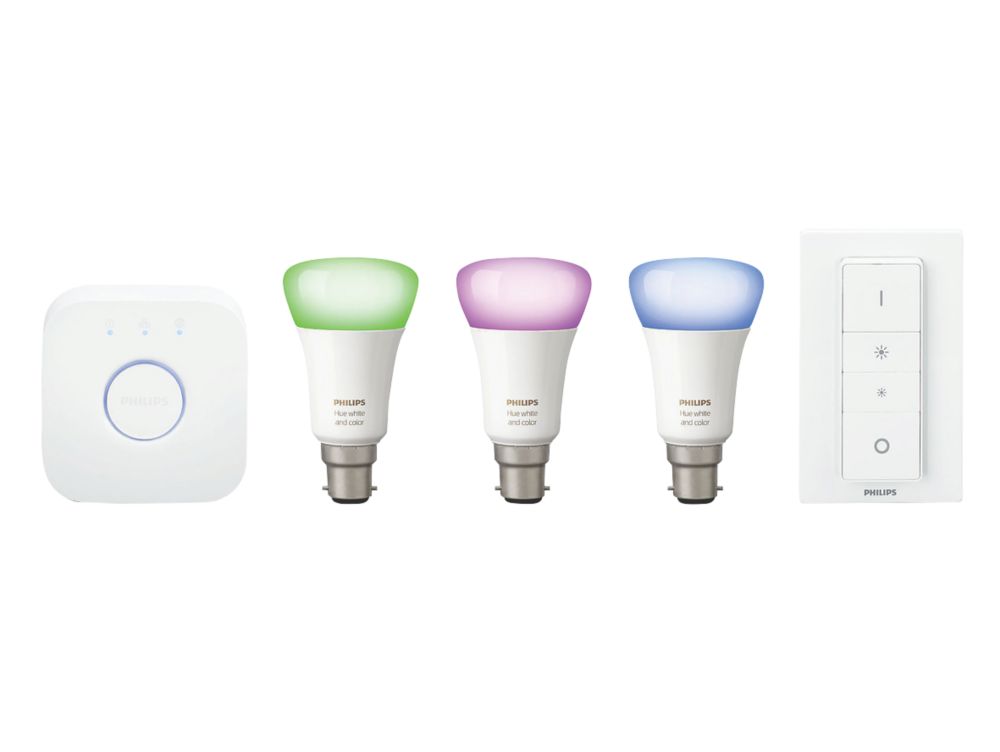 Philips Hue White and Colour Ambience B22 Starter Kit Colour-Changing 10W 806lm 5 Piece Set Reviews