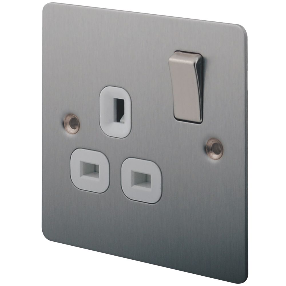 LAP 13A 1-Gang DP Switched Plug Socket Brushed Stainless Steel with White Inserts Reviews