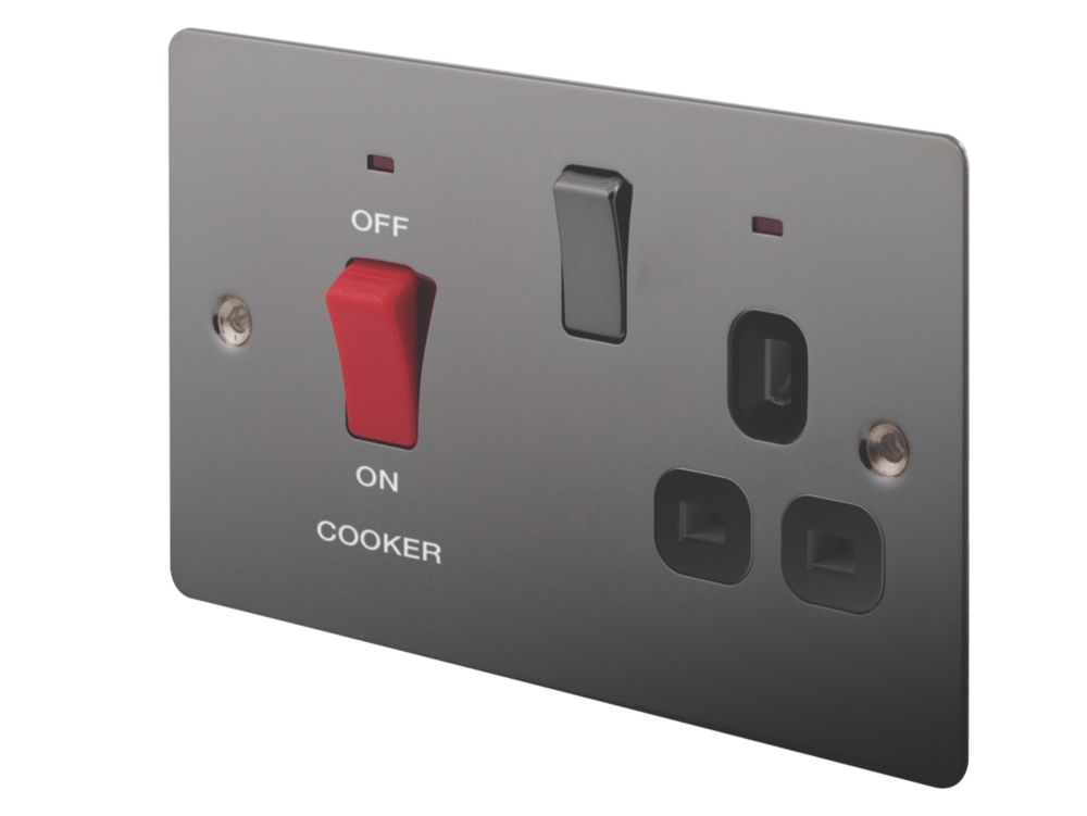 LAP 45A 2-Gang DP Cooker Switch & 13A DP Switched Socket Black Nickel with LED with Black Inserts Reviews