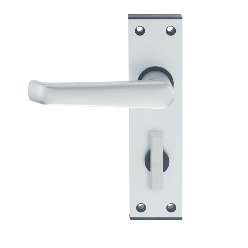 Union Ambassador Bathroom Door Handle Pair Satin Aluminium