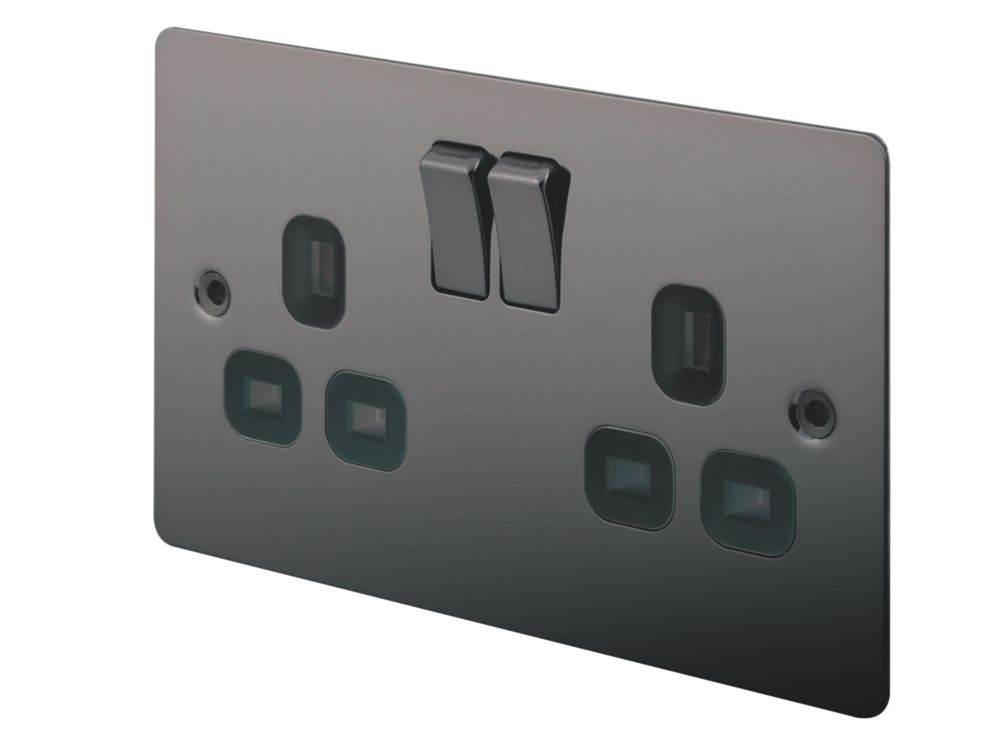 LAP 13A 2-Gang DP Switched Plug Socket Black Nickel with Black Inserts Reviews