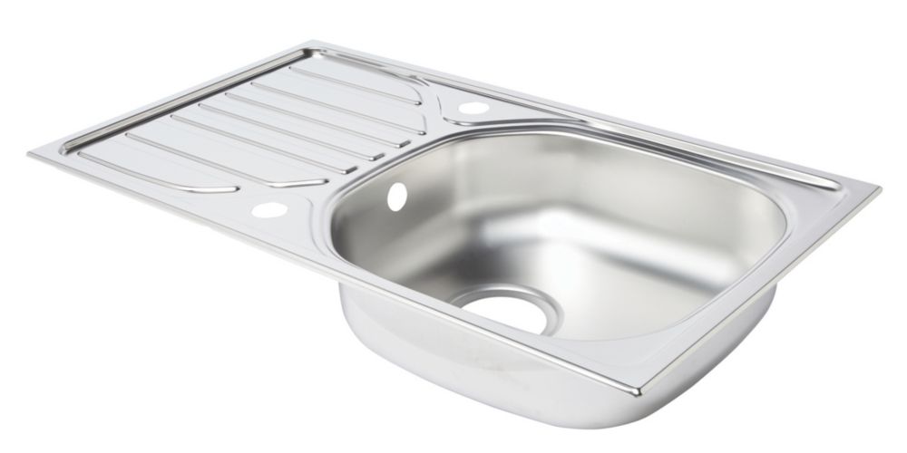 Kitchen Sink & Drainer Stainless Steel 1 Bowl 760 x 430mm