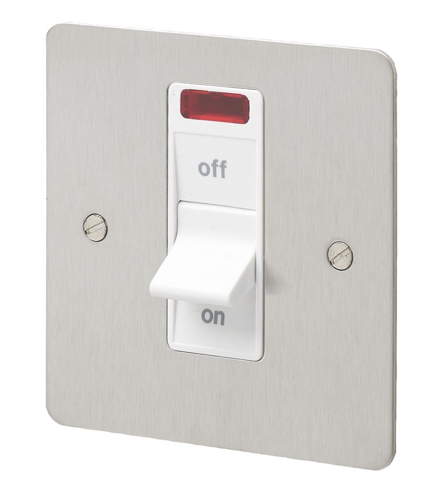 MK Edge 32A 1-Gang DP Control Switch Brushed Stainless Steel with Neon with White Inserts Reviews