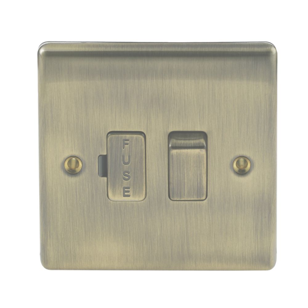 British General Nexus Metal 13A Switched Fused Spur Antique Brass with Colour-Matched Inserts