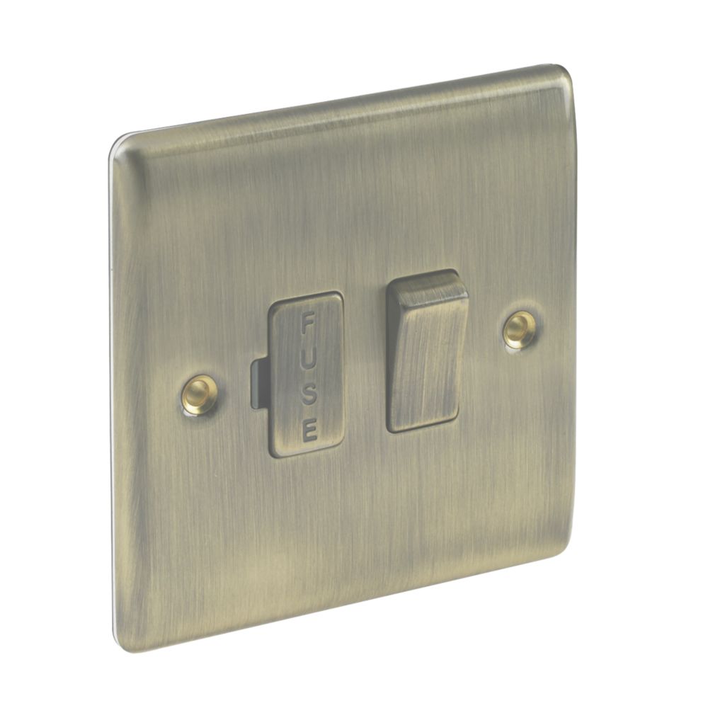 British General Nexus Metal 13A Switched Fused Spur Antique Brass with Colour-Matched Inserts