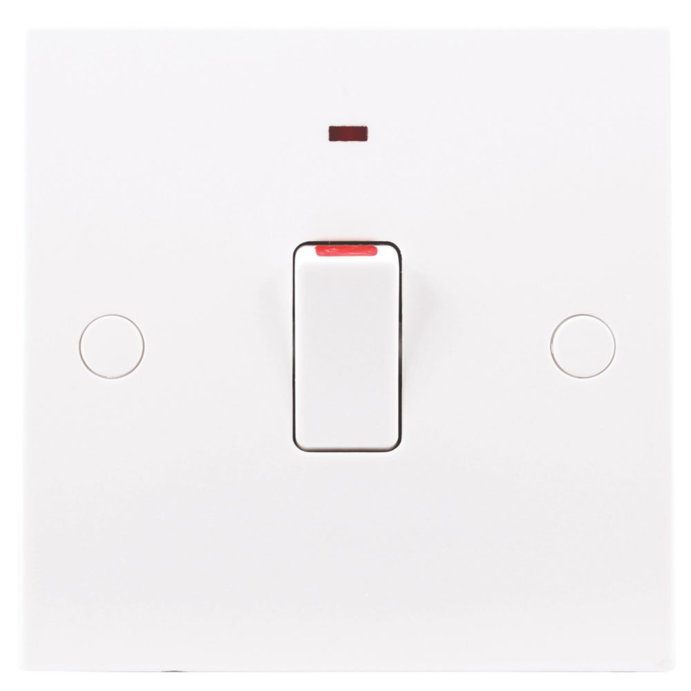 British General 900 Series 20A 1-Gang DP Control Switch White with Neon with White Inserts