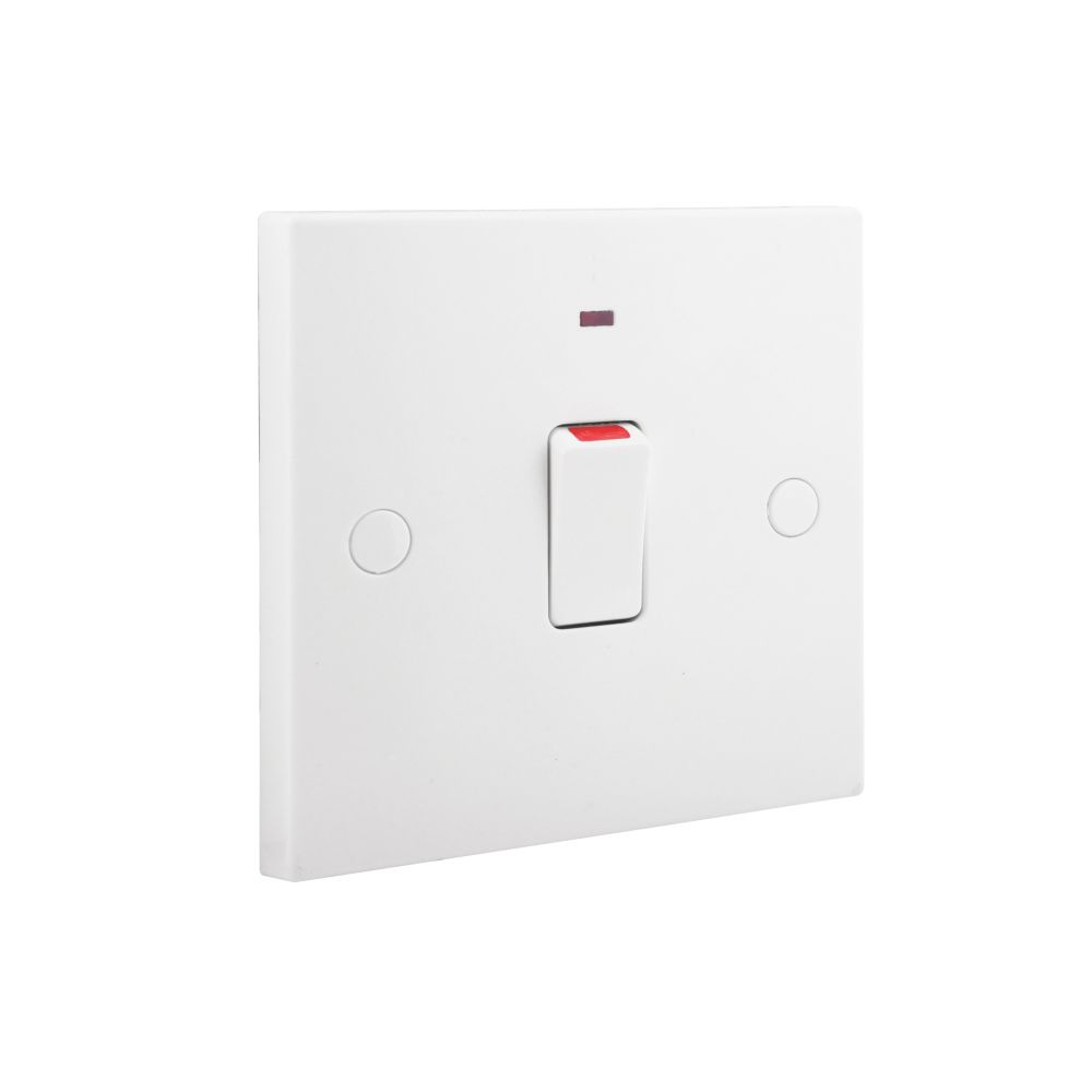 British General 900 Series 20A 1-Gang DP Control Switch White with Neon with White Inserts