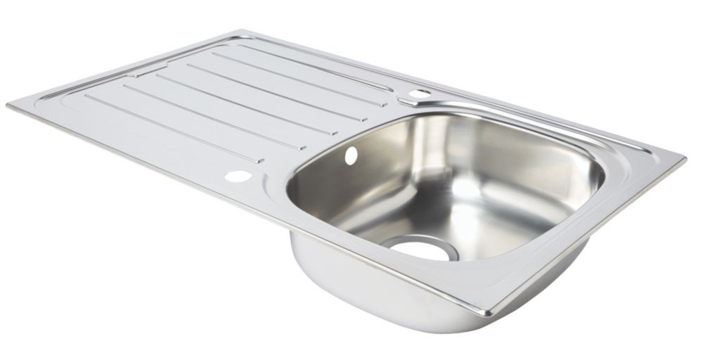 Kitchen Sink & Drainer Stainless Steel 1 Bowl 860 x 500mm